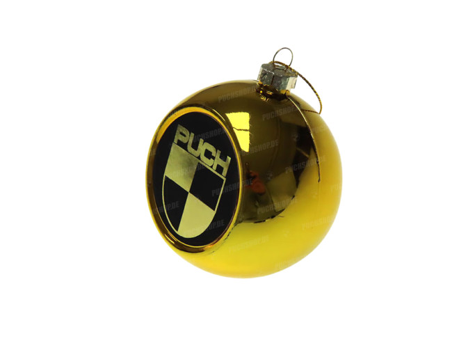 Kerstbal met Puch logo goud main