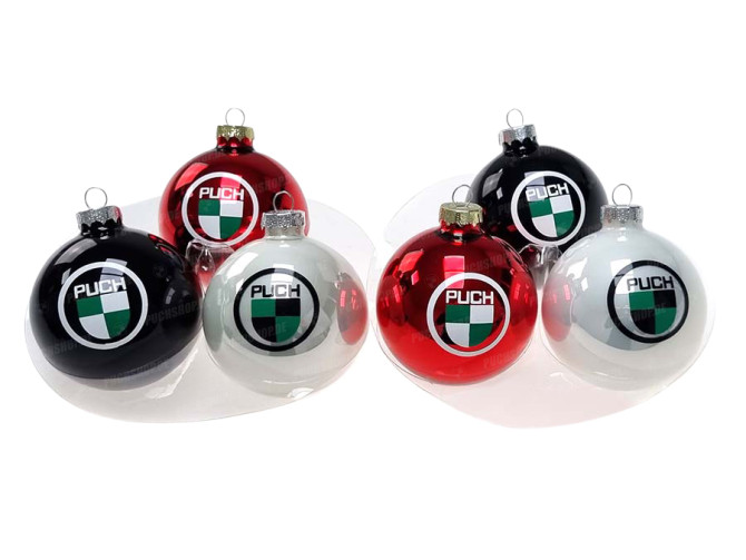 Kerstballen met Puch logo set main