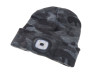 Beanie muts met LED lamp grijs camouflage thumb extra