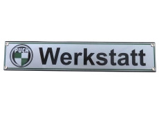 Sign Enamel Puch Werkstatt 40x8cm