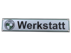 Sign Puch Werkstatt Enamel 40x8cm