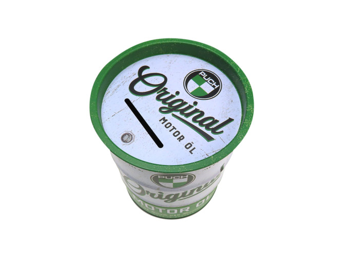 Money box tin oil drum with Puch logo 120x90mm product