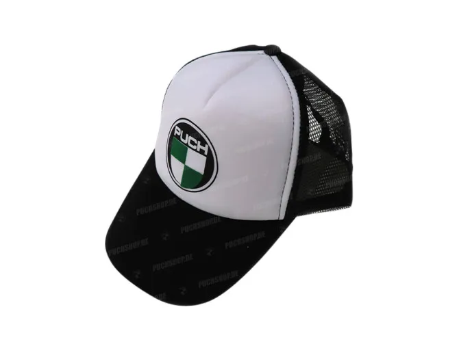 Cap trucker black/white with Puch logo main
