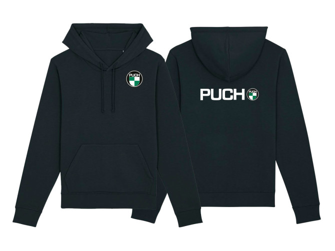 Hoodie black with Puch logo front and back  product