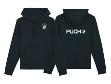 Hoodie zwart met Puch logo voor- en achter 