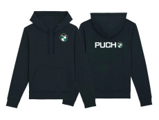 Hoodie Puch logo voor en achter zwart (S-XXXL)