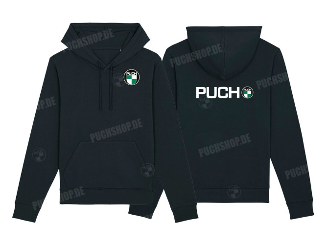 Hoodie black with Puch logo front and back  main