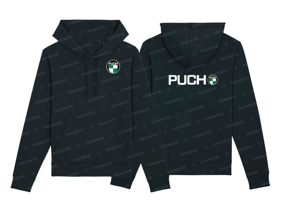 Hoodie black with Puch logo front and back  product