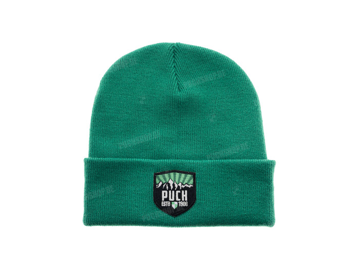 Beanie hat with Puch logo patch green