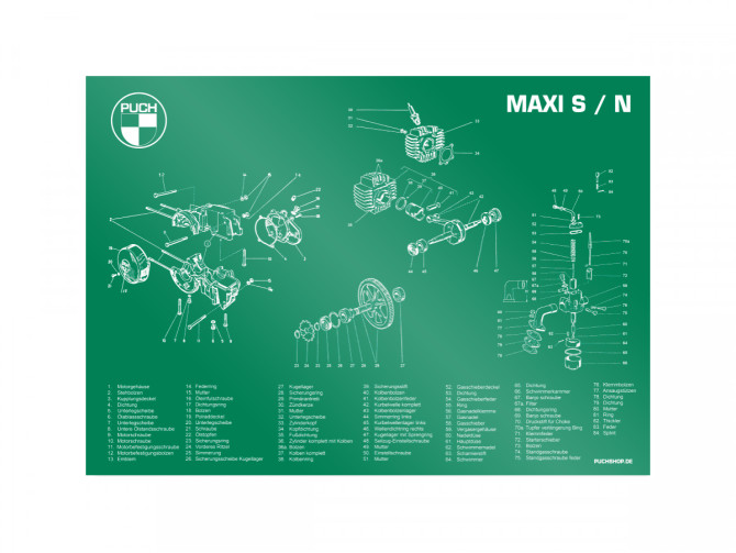 Poster "Exploded view Maxi S / N" A1 (59,4x84cm) German product