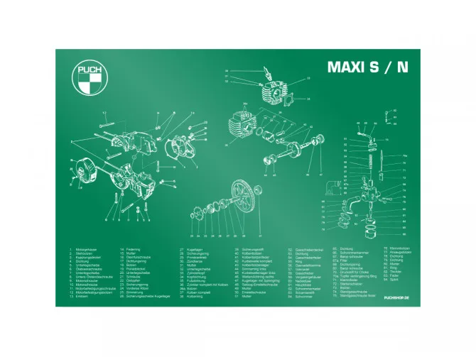 Poster "Exploded view Maxi S / N" A1 (59,4x84cm) Deutsch product
