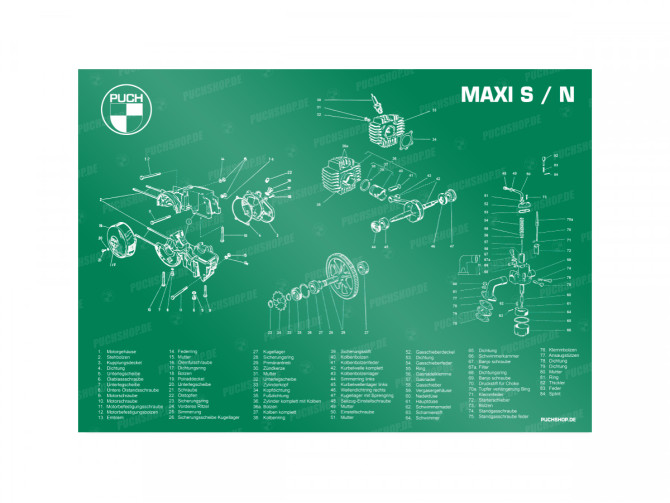Poster "Exploded view Maxi S / N" A1 (59,4x84cm) Deutsch main