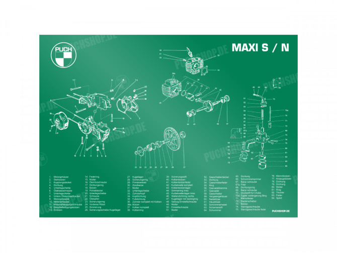 Poster "Exploded view Maxi S / N" A1 (59,4x84cm) German main