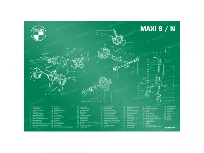 Poster "Exploded view Maxi S / N" A1 (59,4x84cm) German main