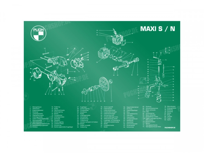 Poster "Exploded view Maxi S / N" A1 (59,4x84cm) Deutsch main