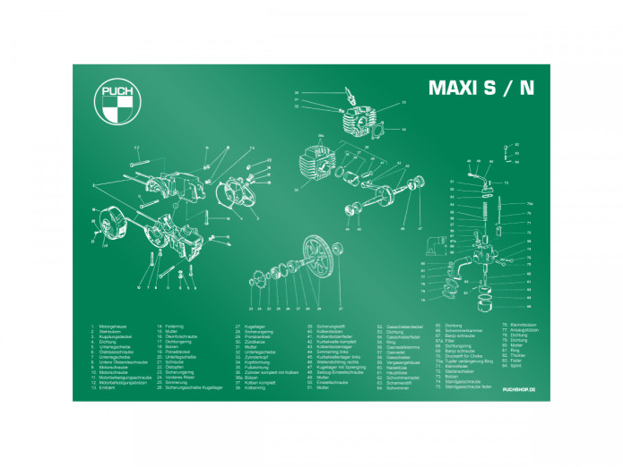 Poster "Exploded view Maxi S / N" A1 (59,4x84cm) Duits