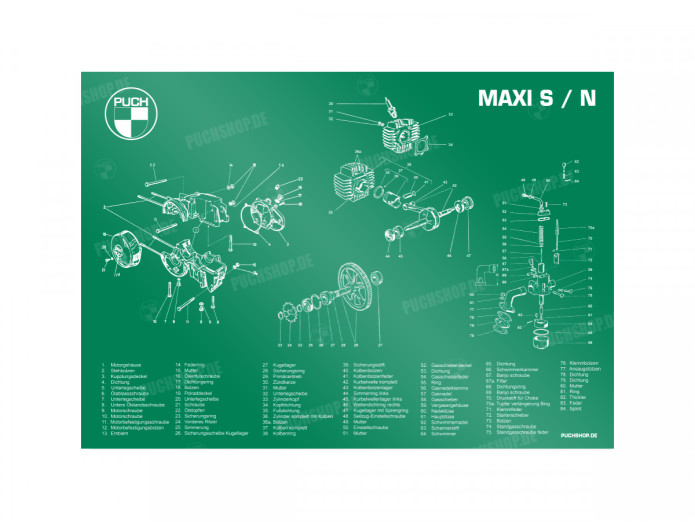 Poster "Exploded view Maxi S / N" A1 (59,4x84cm) Duits