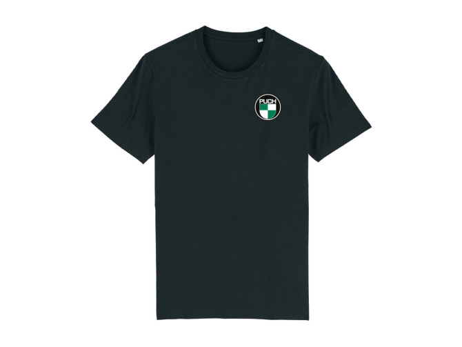 T-shirt zwart met Puch logo voor- en achter product