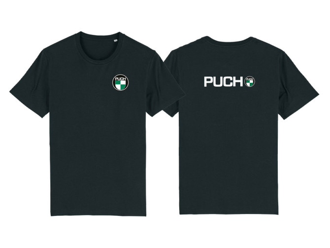 T-shirt black with Puch logo front and back product