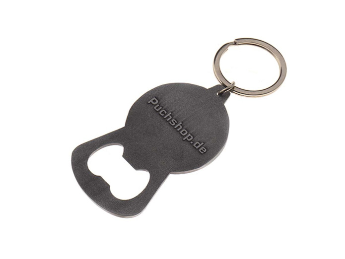 Schlüsselanhänger mit Flaschenöffner Metall Puch Logo