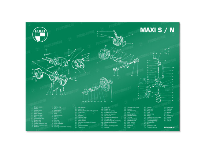 Poster "Exploded view Maxi S / N" A1 (59,4x84cm) Engels main