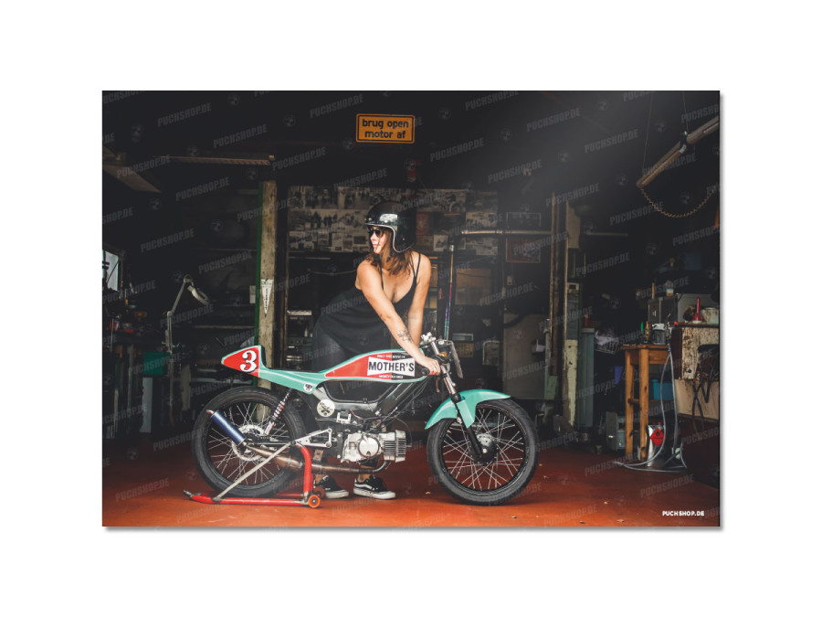 Poster "Lady with Puch Racer" A1 (59,4x84cm) main