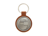 Sleutelhanger Puch logo cognac kunstleder / metaal RealMetal