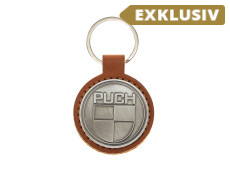 Schlüsselanhänger Puch Logo cognac Kunstleder / Metall RealMetal®