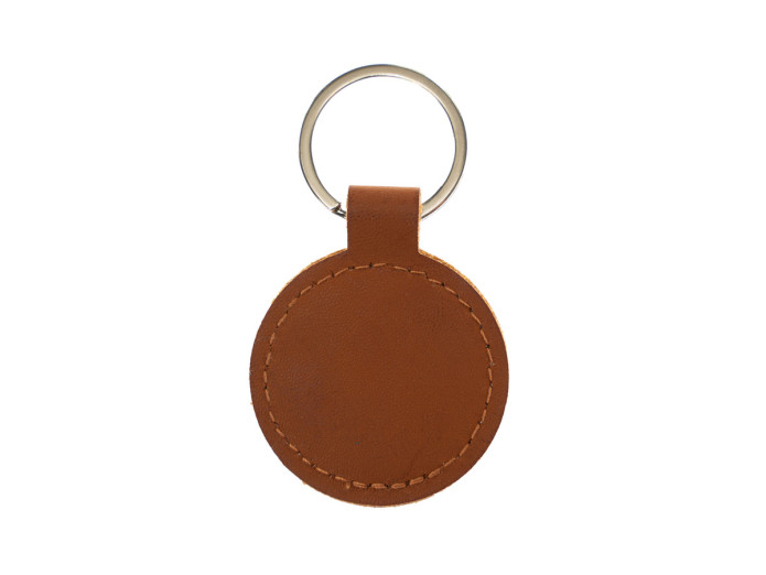 Schlüsselanhänger Puch Logo cognac Kunstleder RealMetal