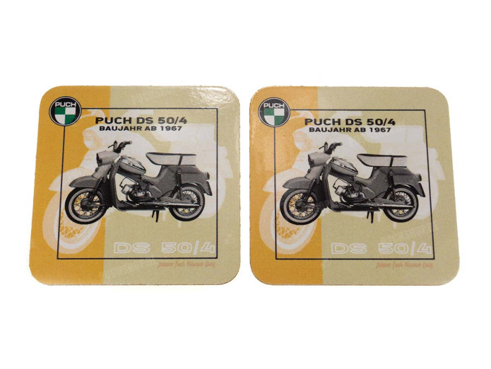 Onderzetters set Puch DS50/4 bouwjaar 1967 2 delig 95x95mm
