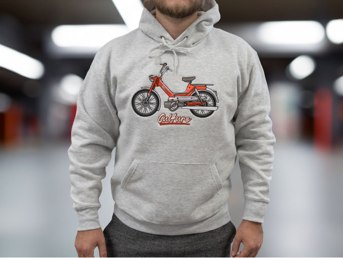 Bestickter Premium Hoodie Puch Maxi Culture Kapuzen Grau 