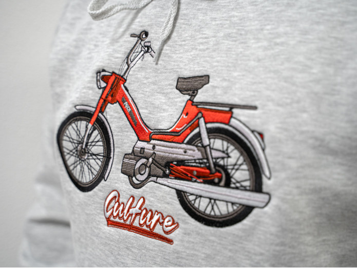 Bestickter Premium Hoodie Puch Maxi Culture Kapuzen Grau 