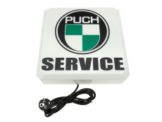 Lichtreclame bak vierkant Puch logo rond service