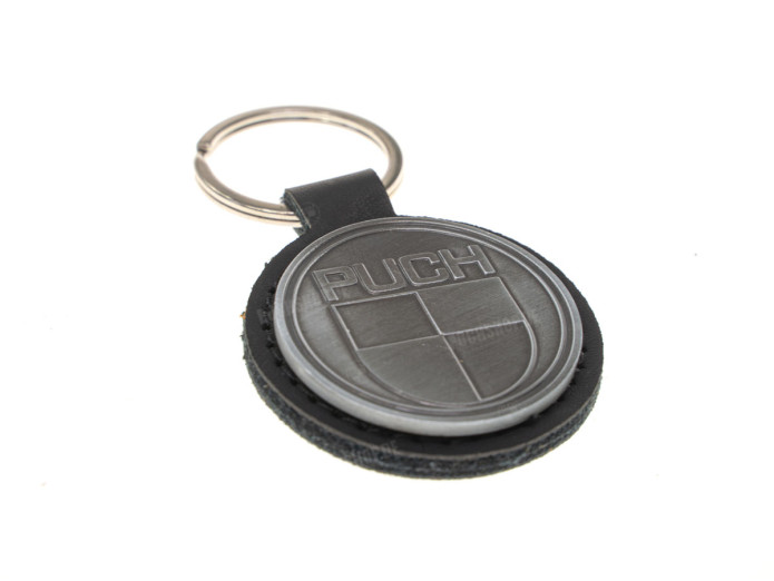 Sleutelhanger Puch logo zwart kunstleder / metaal RealMetal
