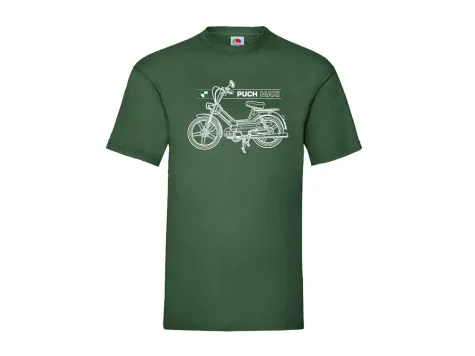 T-shirt groen "Puch Maxi S" Retro line art