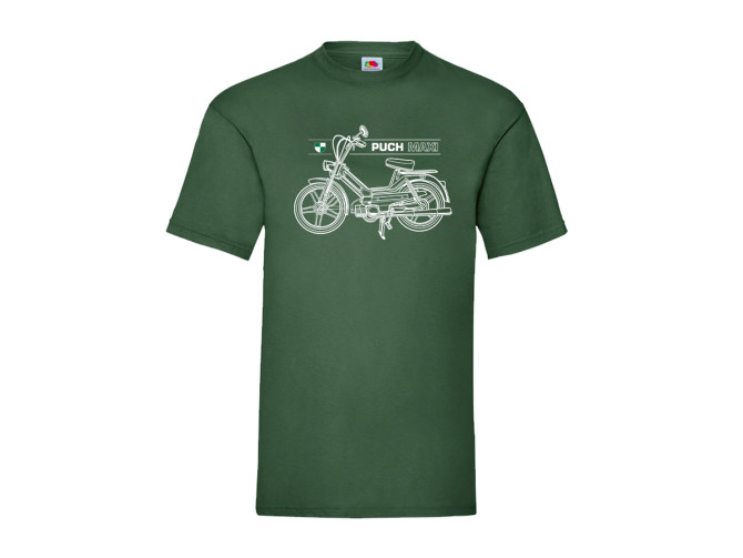 T-shirt groen "Puch Maxi S" Retro line art product