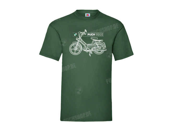 T-shirt groen "Puch Maxi S" Retro line art main