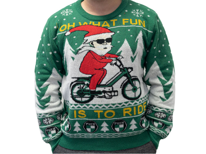 Ugly X-mas sweater with Puch " Oh what fun it is to ride"
