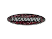 Aufkleber Puchshop logo badge Emaille RealMetal 7.4x2.2cm