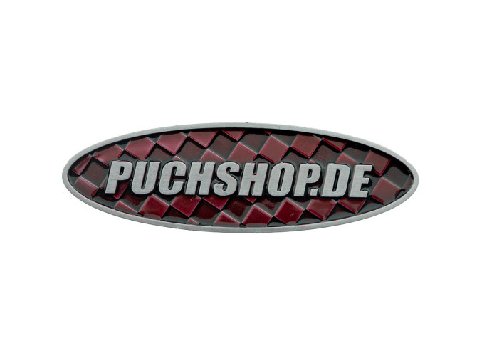 Aufkleber Puchshop logo badge Emaille RealMetal 7.4x2.2cm product