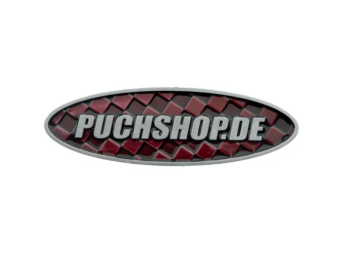 Aufkleber Puchshop logo badge Emaille RealMetal 7.4x2.2cm product