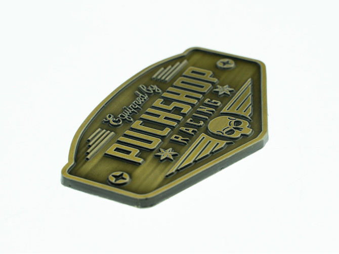 Aufkleber "Puchshop Racing Equipped" logo badge Emaille RealMetal 6x3.2cm product