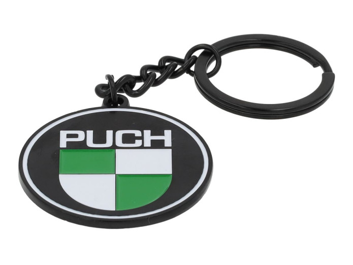 Sleutelhanger Puch logo zwart metaal Emaille