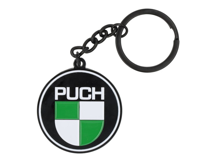 Sleutelhanger Puch logo zwart metaal Emaille