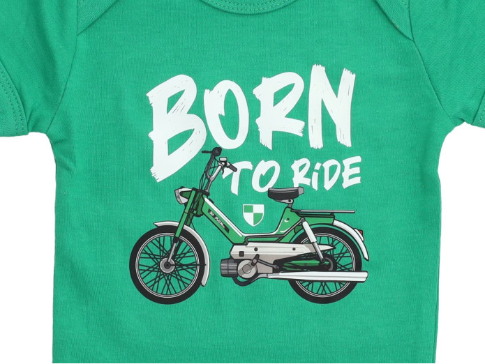 Puch Strampler Baby "Born to Ride" Grün 0-3 Monate