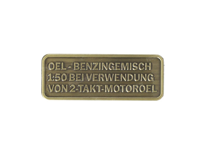 Benzingemisch Aufkleber Deutsch RealMetal Gold Farbe