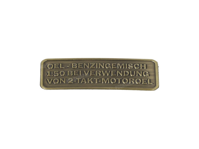 Benzingemisch Aufkleber Deutsch RealMetal Gold Farbe