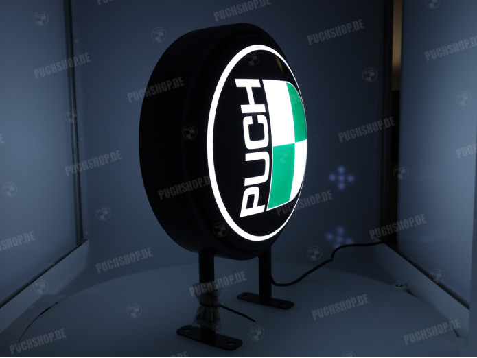 LED Leuchtkasten / Schild Puch 40cm rund Schwarz