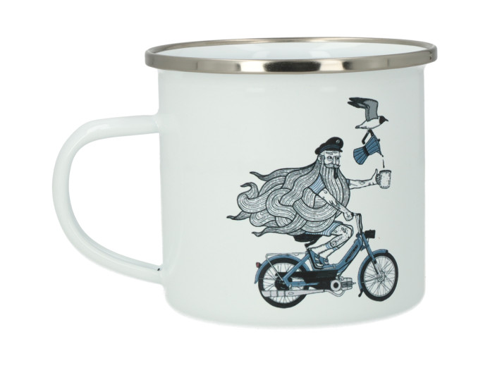 Lakor Puch Ocean Blue Mok wit 350ml – Iconisch Puch Maxi Design