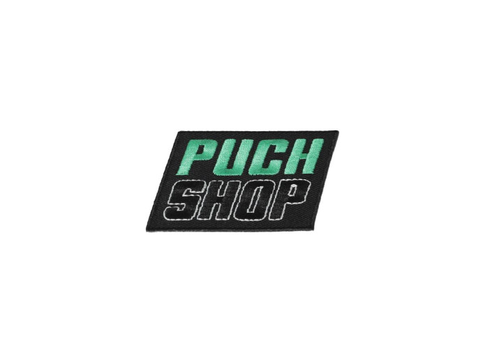 Strijkembleem patch Puchshop logo vierkant 70x50mm